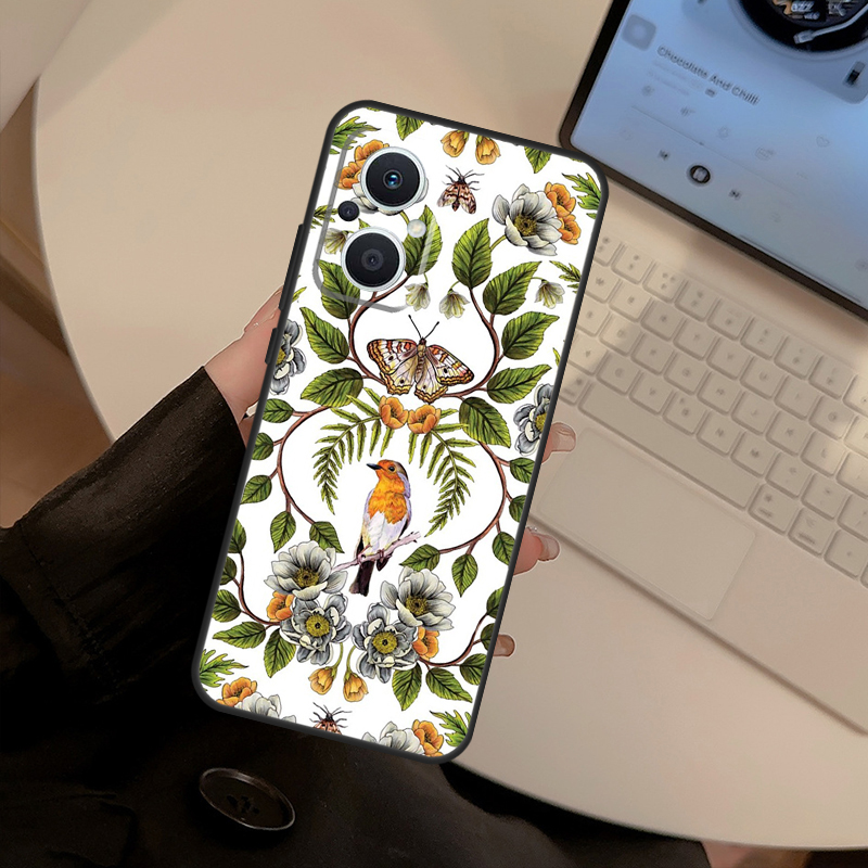 Orange Flower Pattern Case For - đánh giá và giá Oppo Reno 12