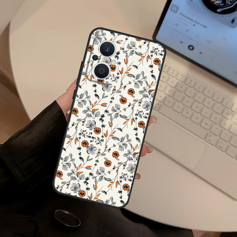 Orange Flower Pattern Case For - đánh giá và giá Oppo Reno 12